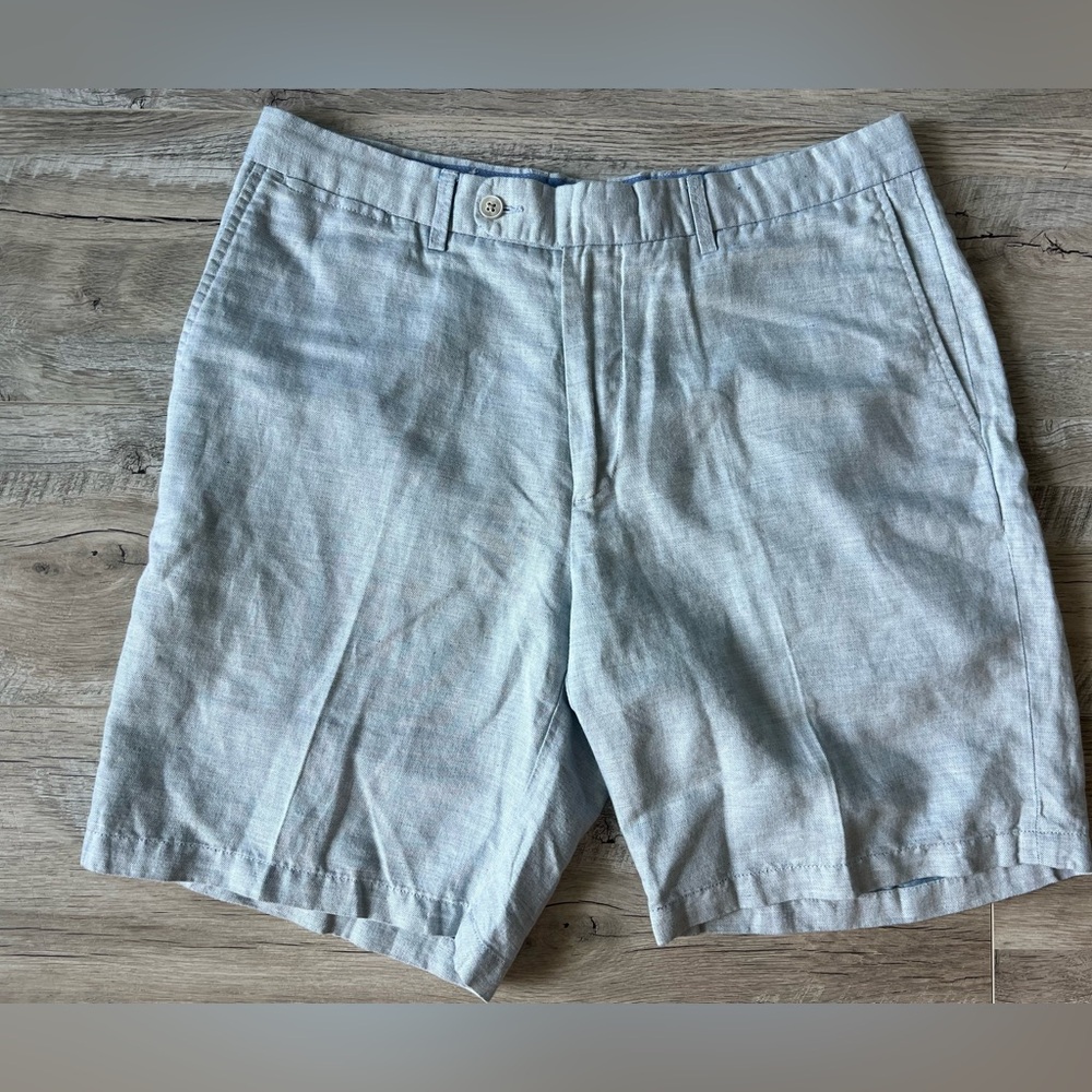 Peter Millar Linen Blend Shorts Light Blue Mens Size 35